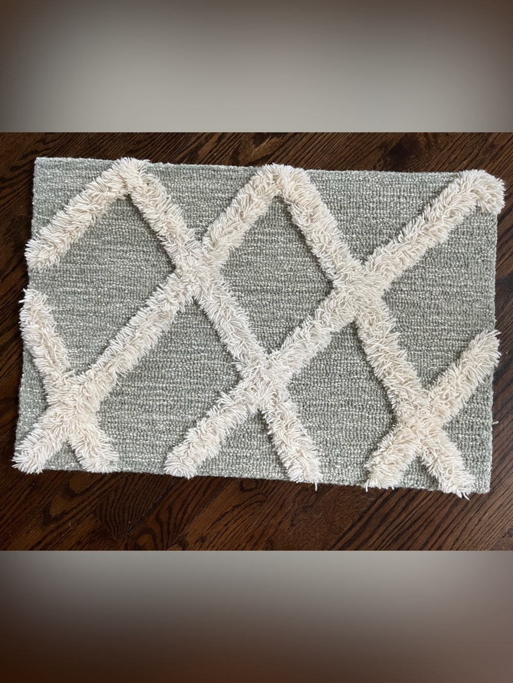 27 inches x 18.5 inches Foliage & Cream Diamond Trellis Accent Rug